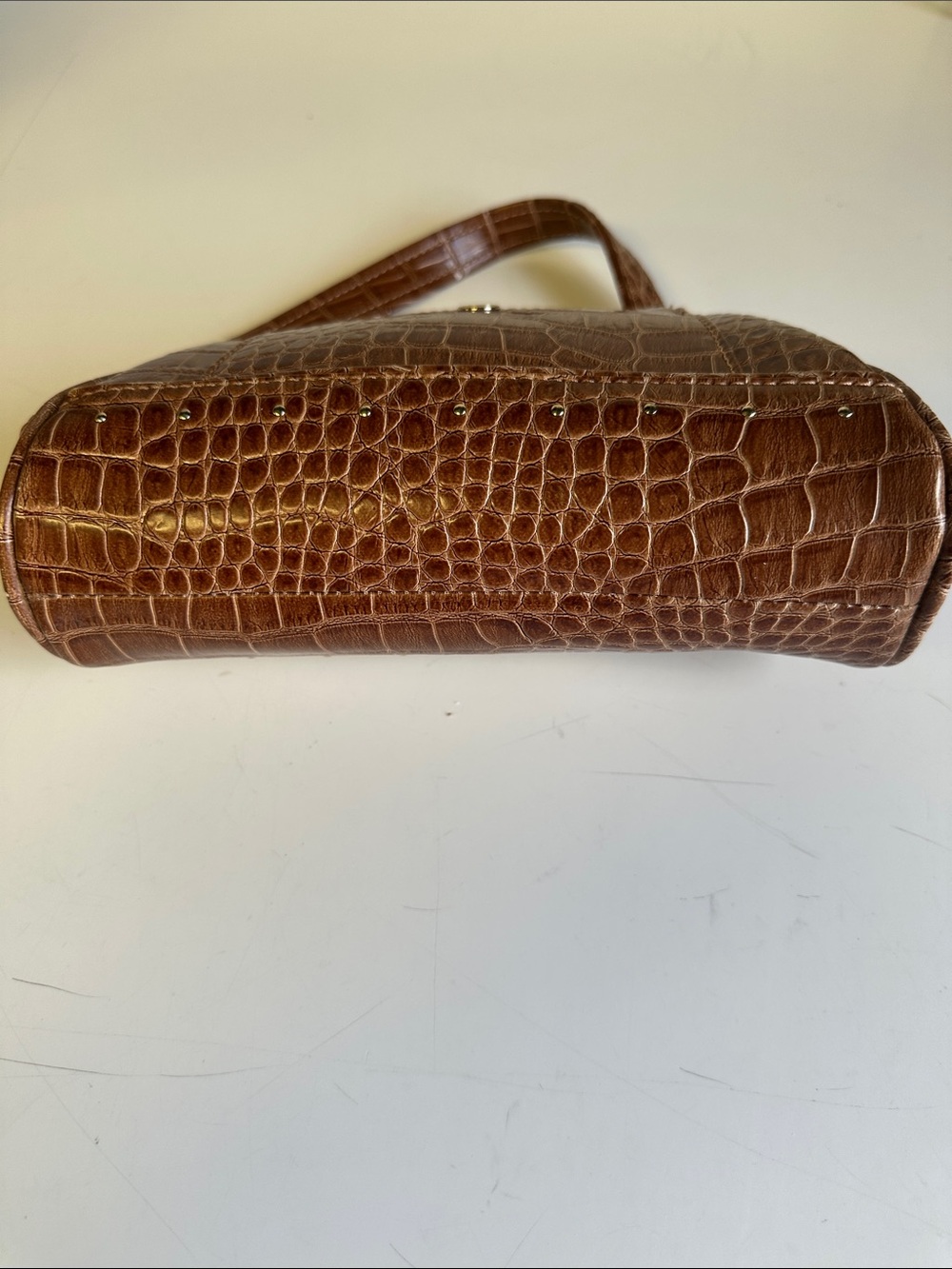 Vintage Y2K Liz Claiborne Brown Faux Alligator Kiss-Lock Frame Bag Mini Purse - Picture 6 of 16